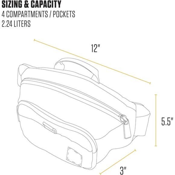 Adjustable Waist Pack Hip Bag for Men Women Water Resistant Crossbody Bag - Picture 5 of 7